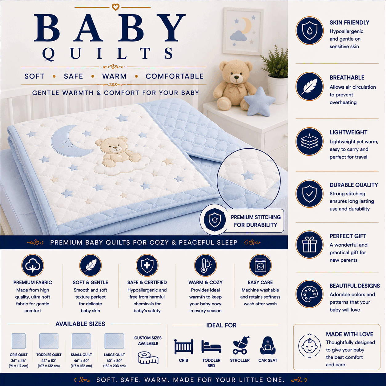Baby Quilts for UAE commercial textile supply