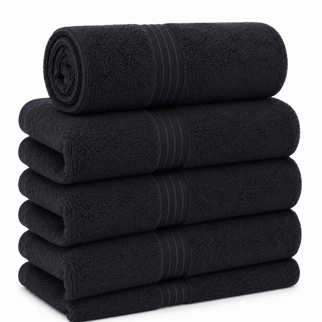 Black Bath Towel 550 GSM Cotton for UAE commercial textile supply