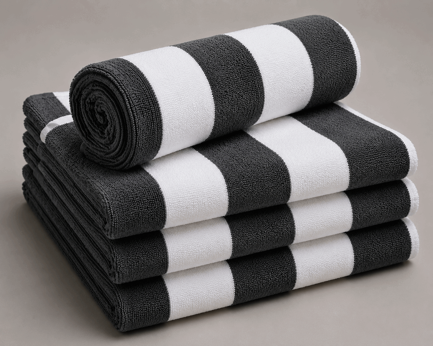 Pool Towel Gray White Stripe 90X180Cm