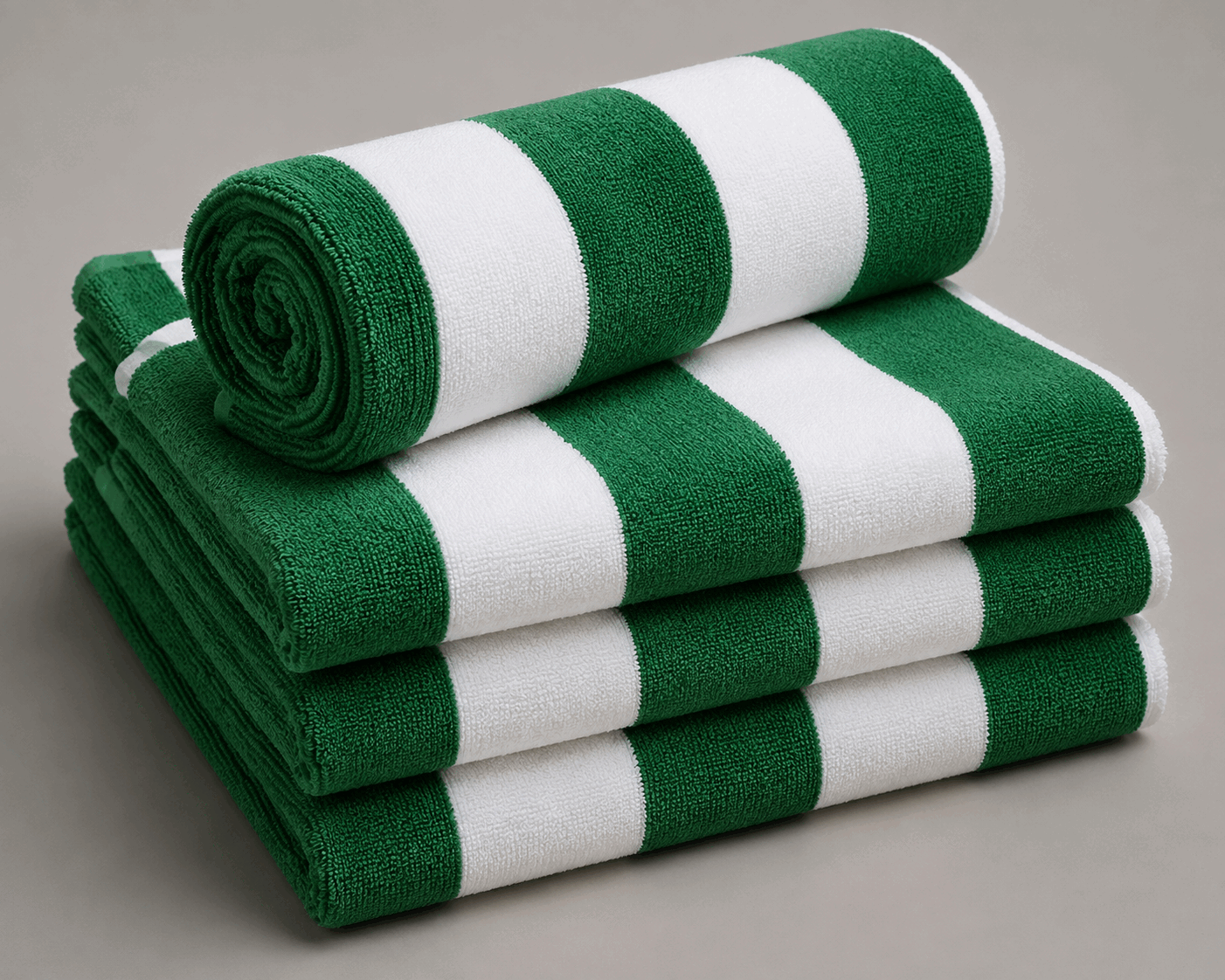 Pool Towel Green White Stripe 90X180Cm