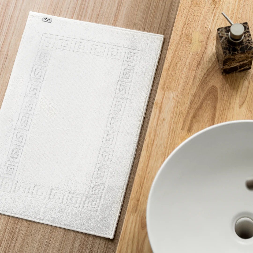 Bath Mat Greek Border for UAE commercial textile supply