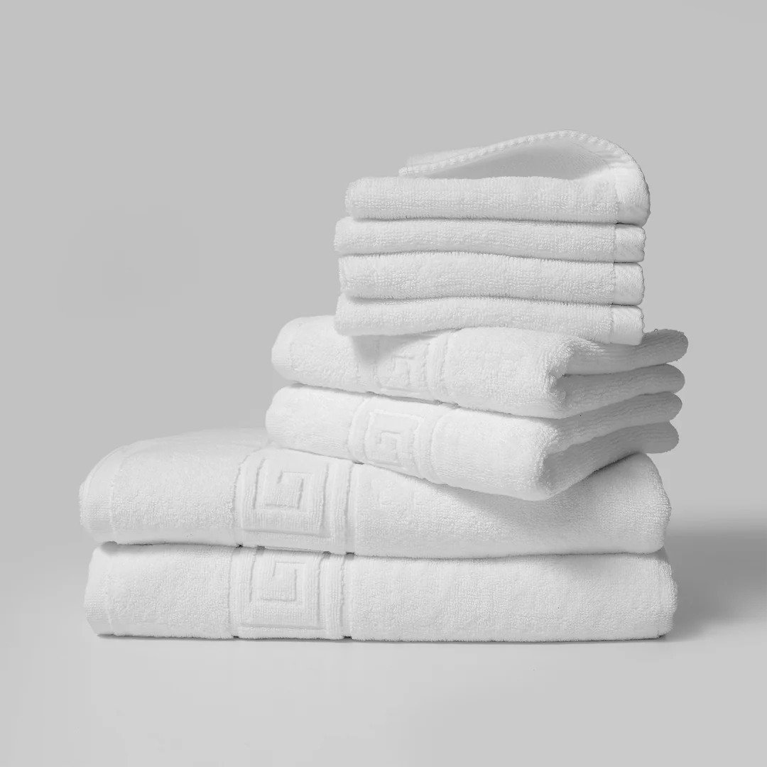 White Colour Greek Border Towels for UAE commercial textile supply