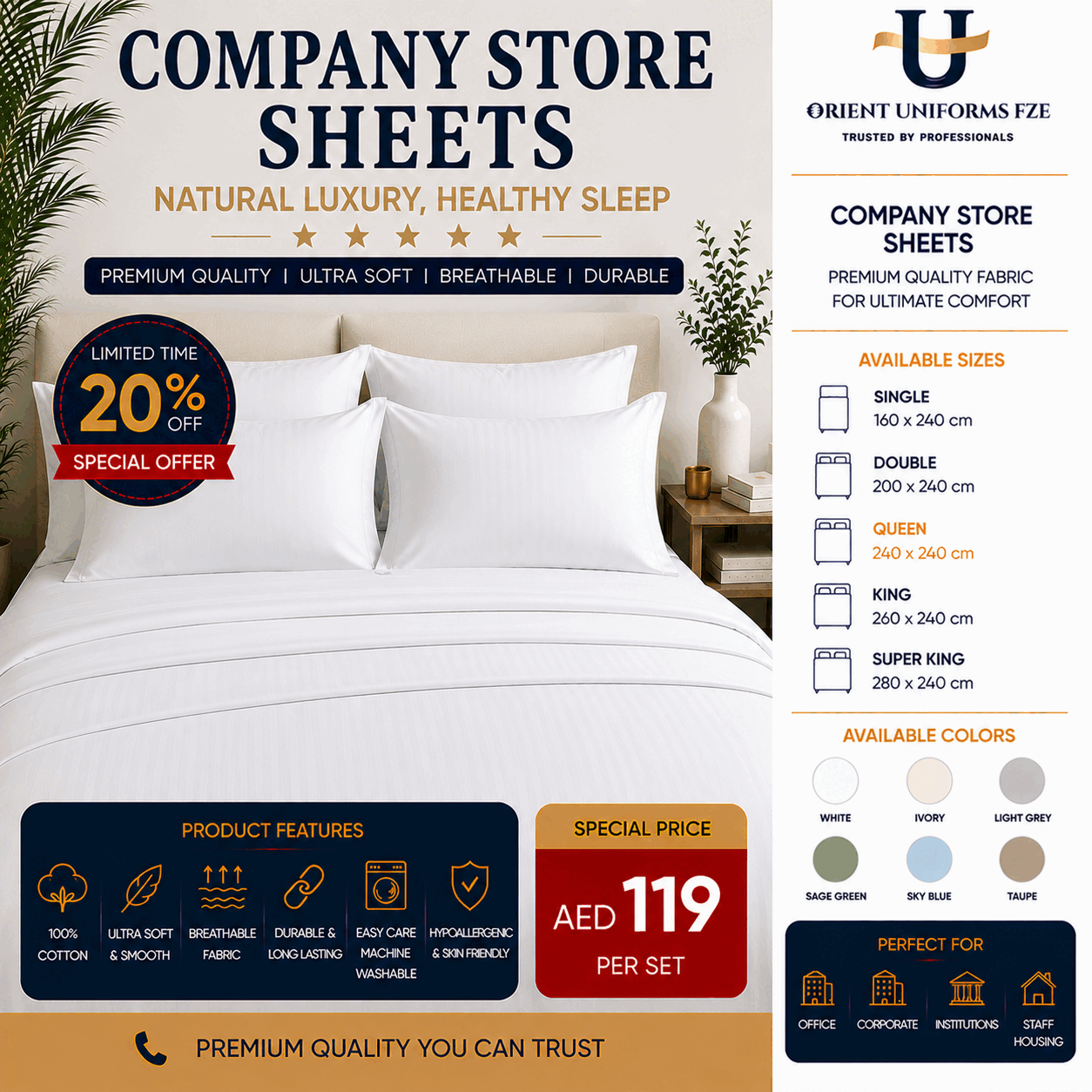 Company Store Sheets for UAE commercial textile supply