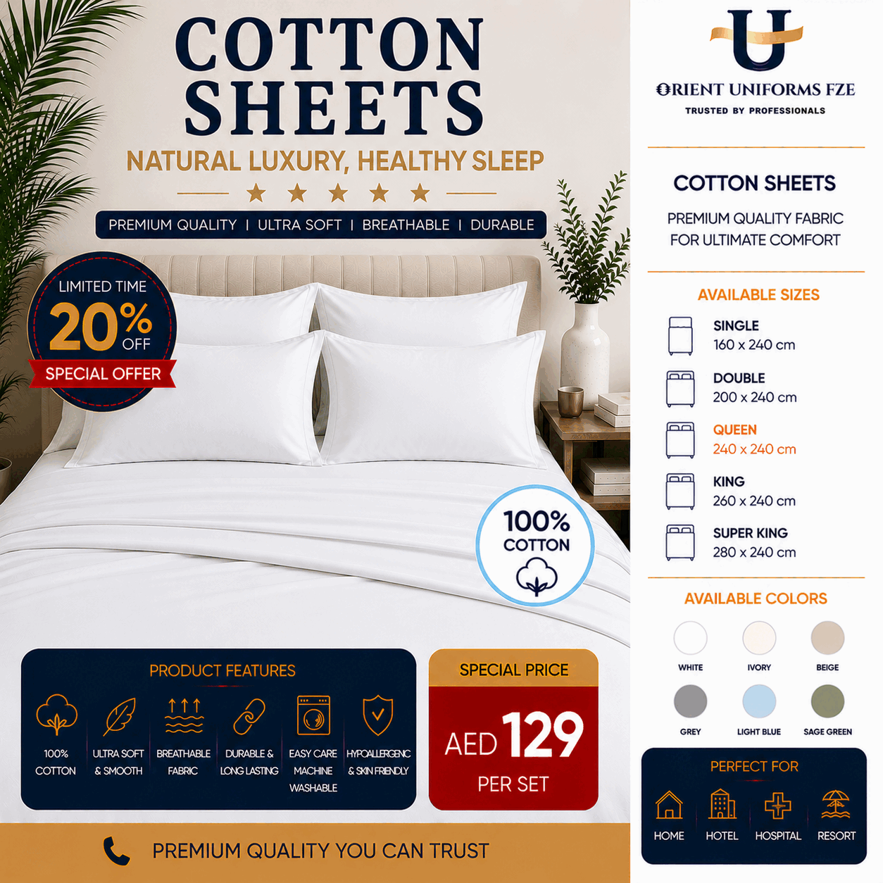 Cotton Fitted Bed Sheets