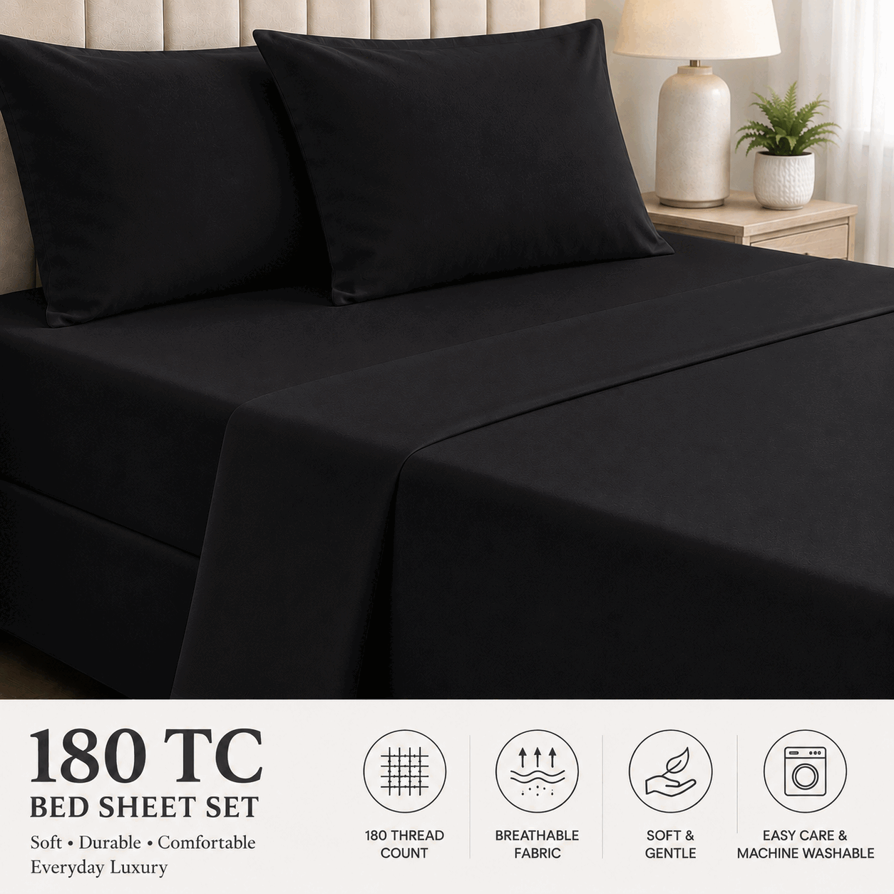 Black Colour Bed Sheet for UAE commercial textile supply