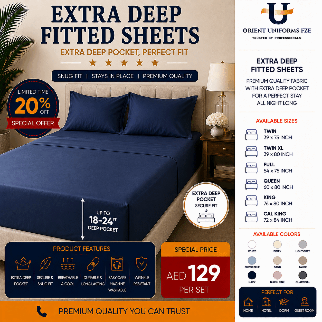 Extra Deep Fitted Sheets
