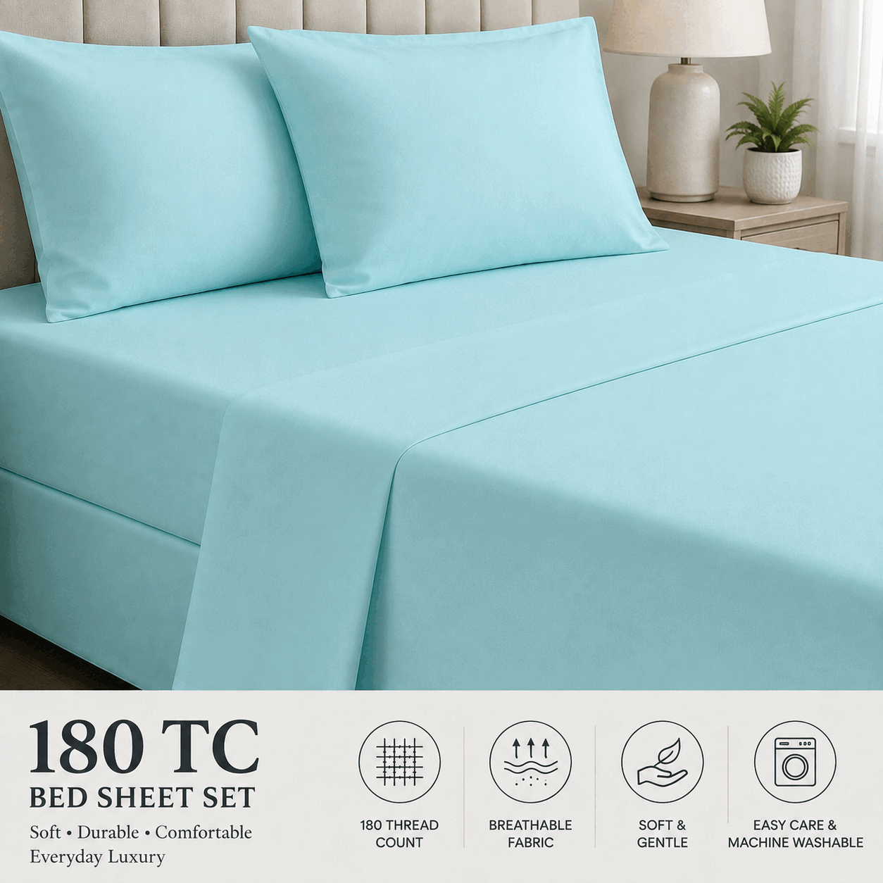 Light Aqua Blue Bed Sheet