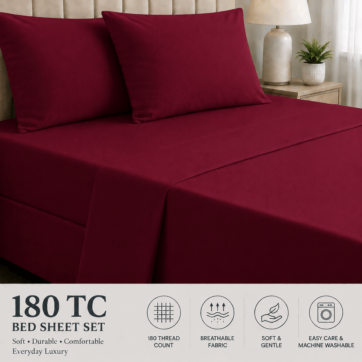 Maroon Colour Bed Sheet