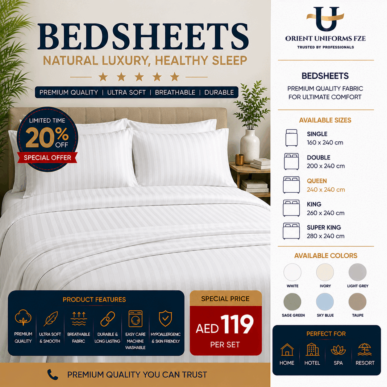 White Hotel Bed Sheet