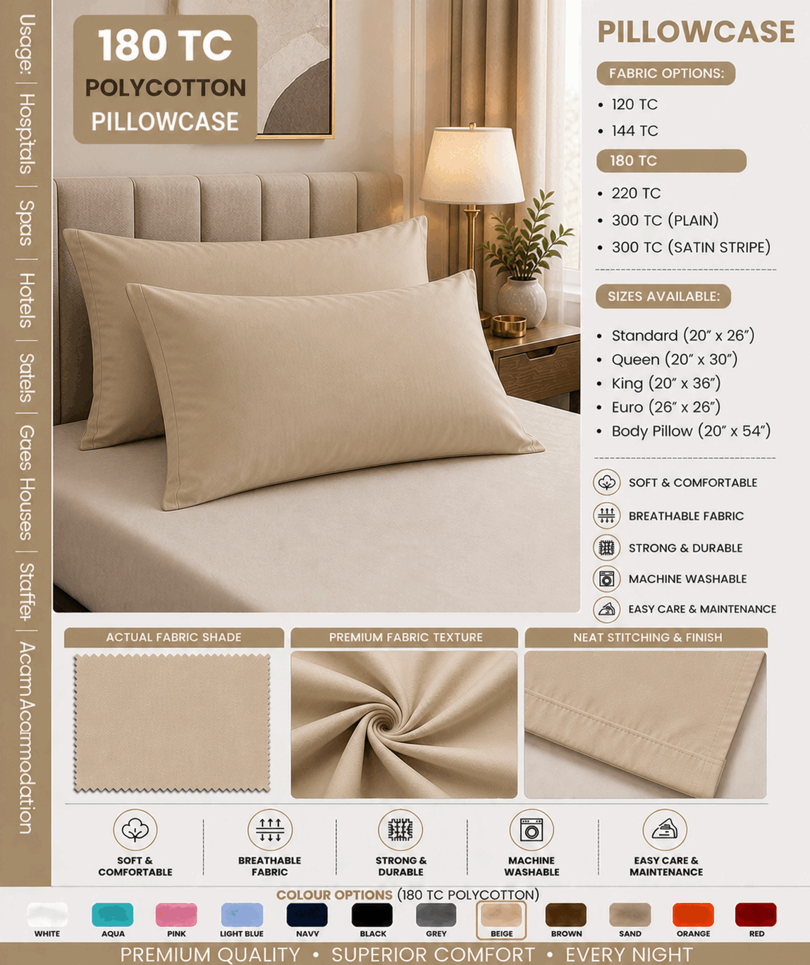 Beige Colour Pillow Cover