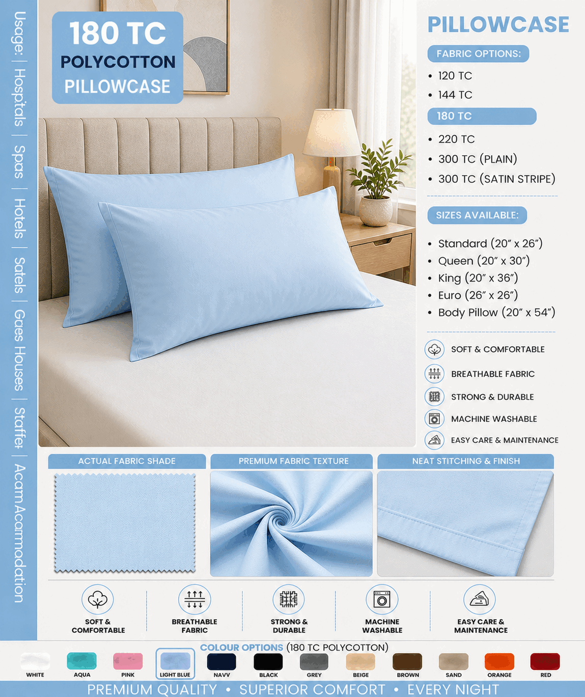 Blue Pillow Cover