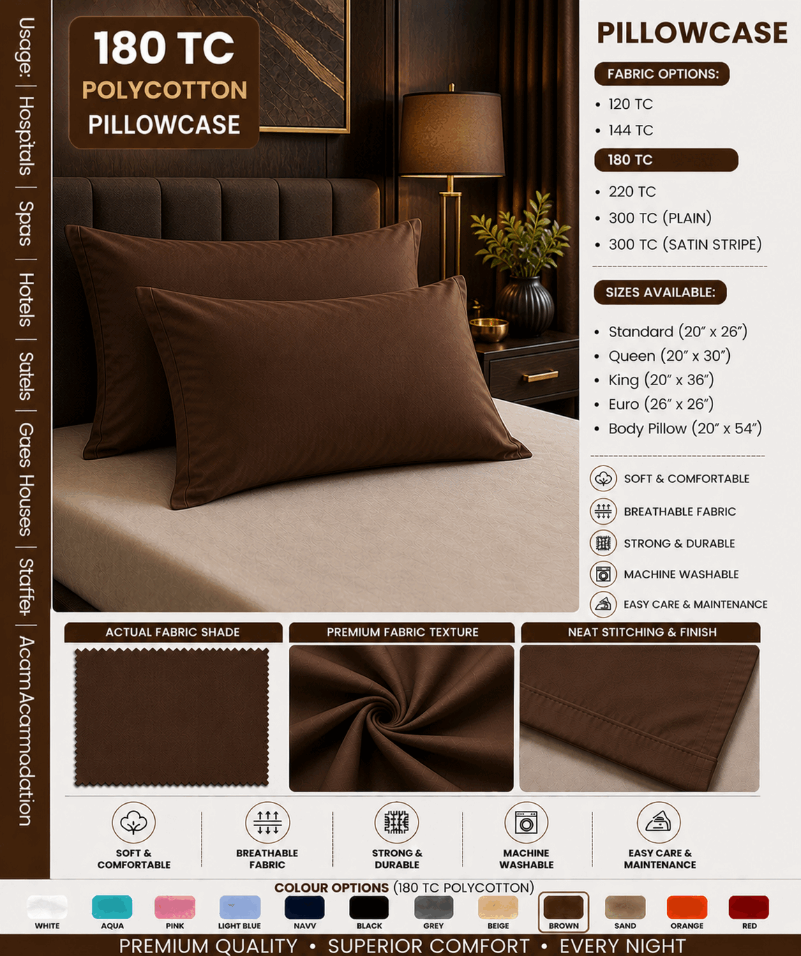 Brown Pillow Cover