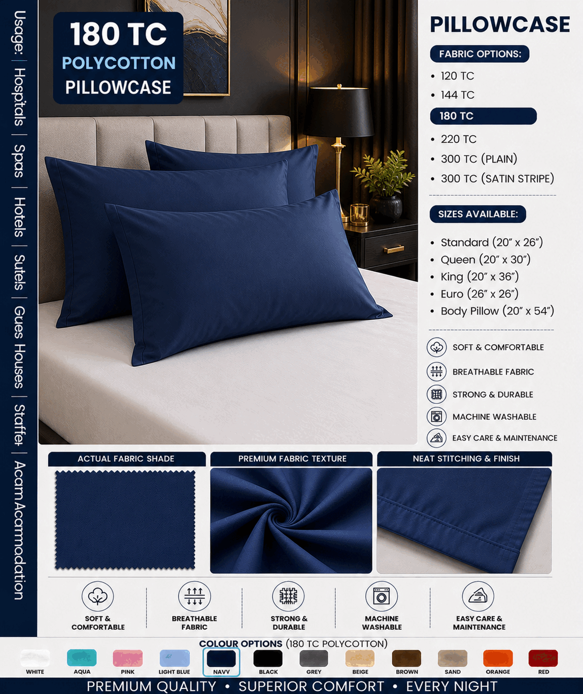Navy Blue Pillow Cover