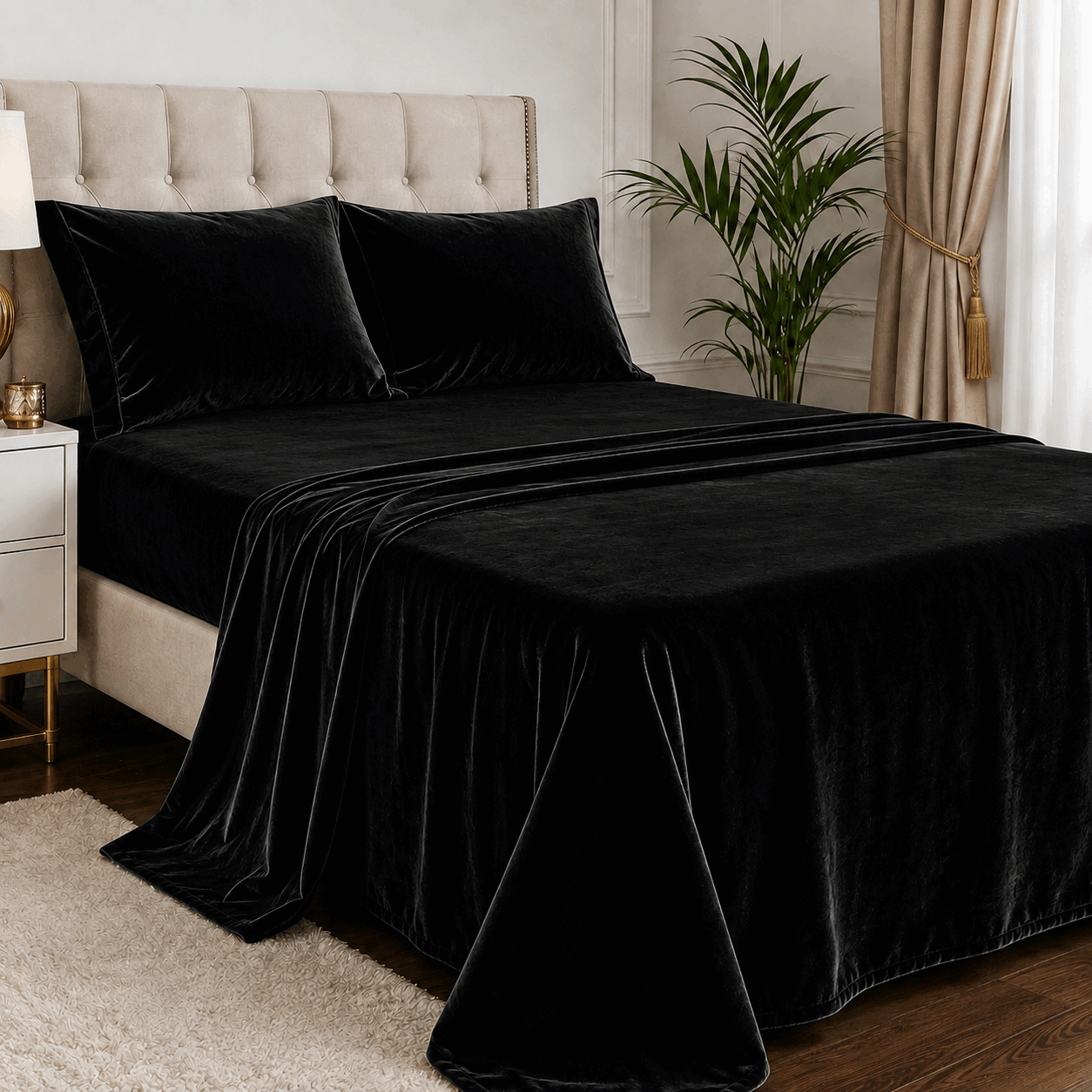 Black Velvet Bed Set for UAE commercial textile supply