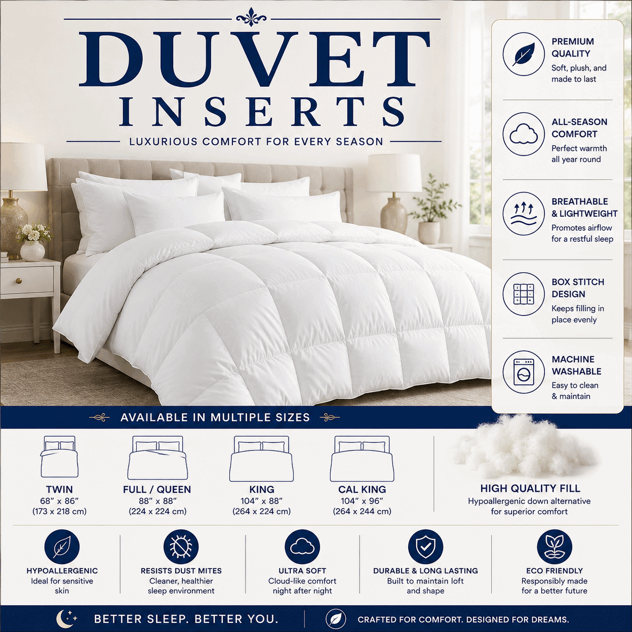 Duvet Inserts for UAE commercial textile supply