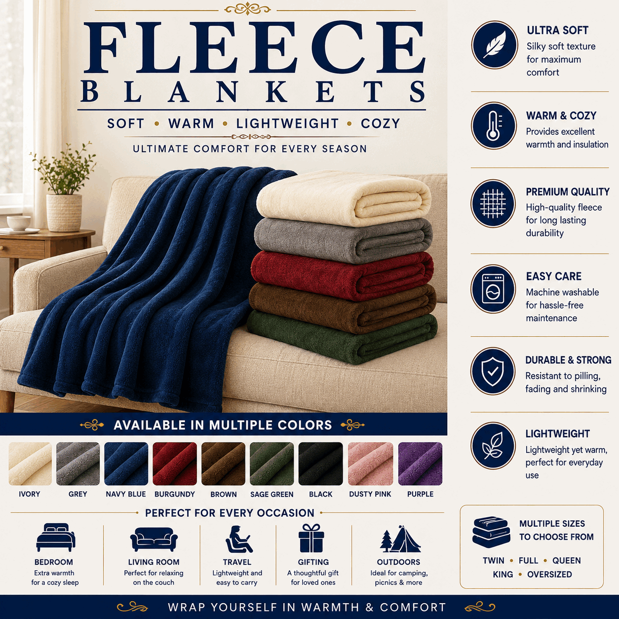Fleece Blankets for UAE commercial textile supply