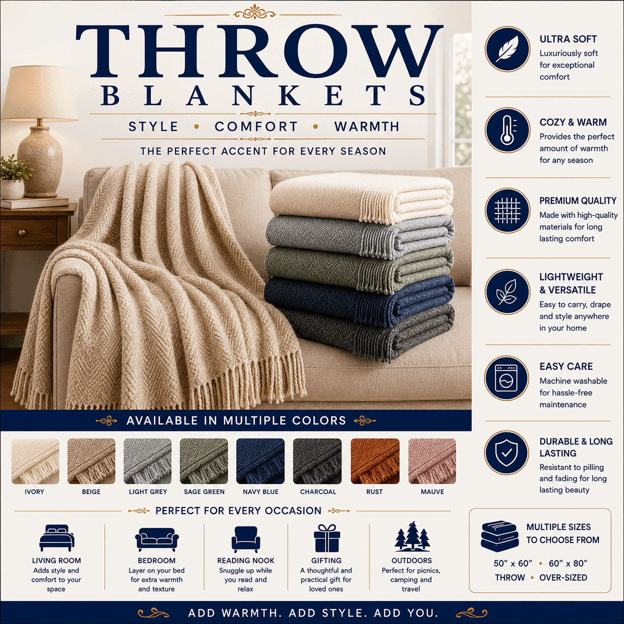 Throw Blankets for UAE commercial textile supply