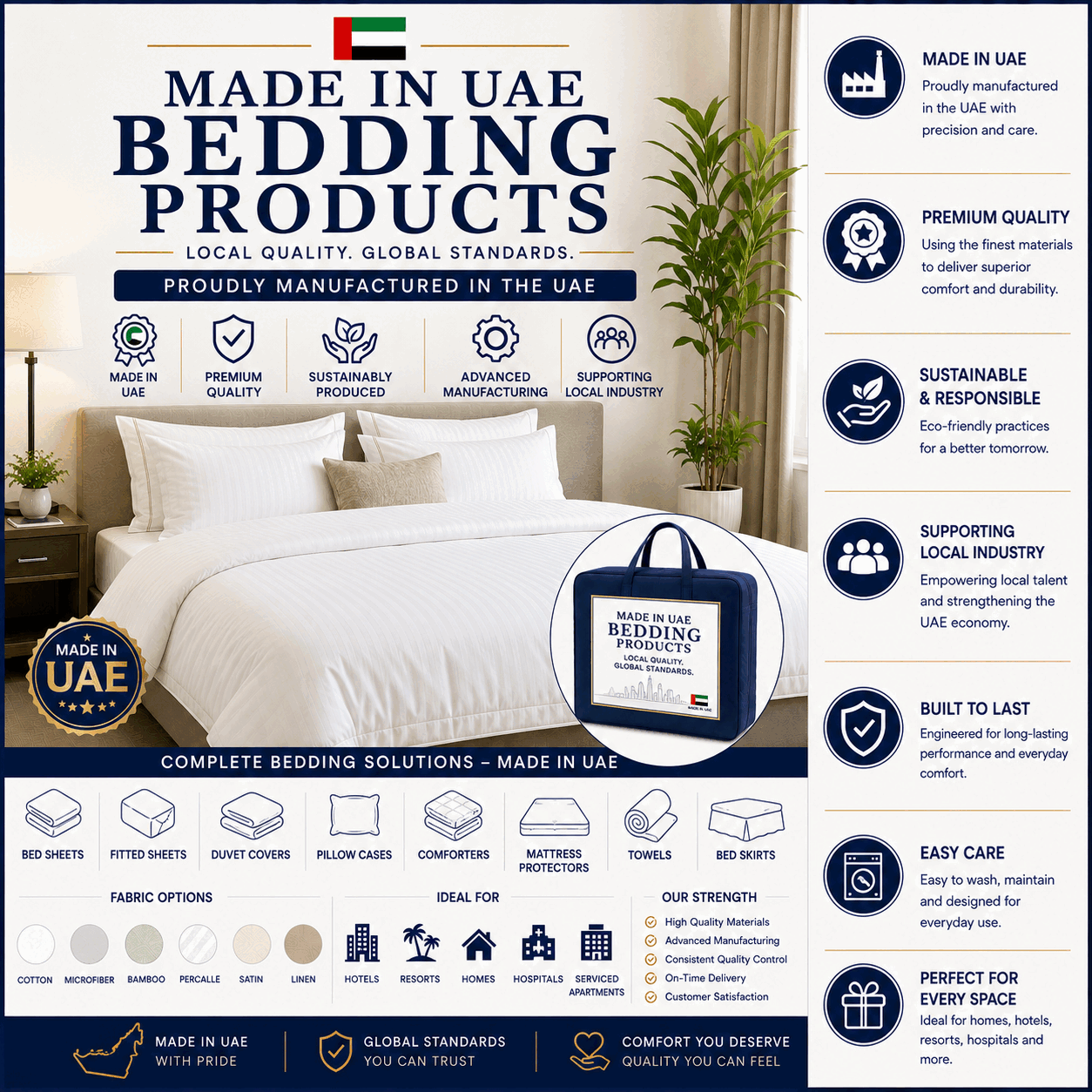 Custom Bedding Products for UAE commercial textile supply