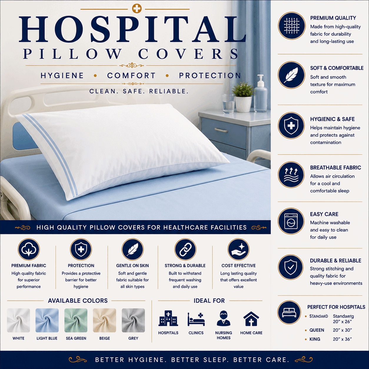 Hospital Pillow Covers for UAE commercial textile supply