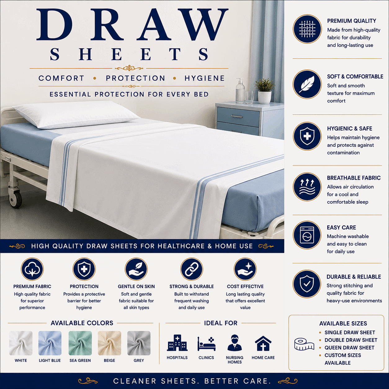 Medical Draw Sheets for UAE commercial textile supply