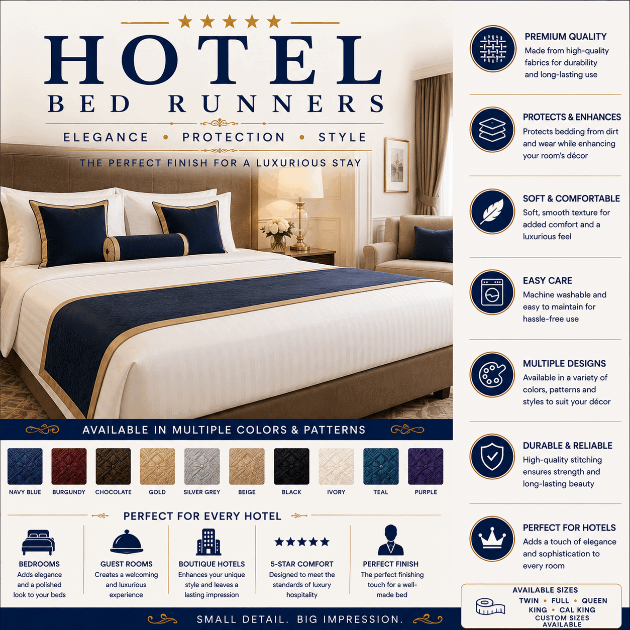 Hotel Bed Runners for UAE commercial textile supply