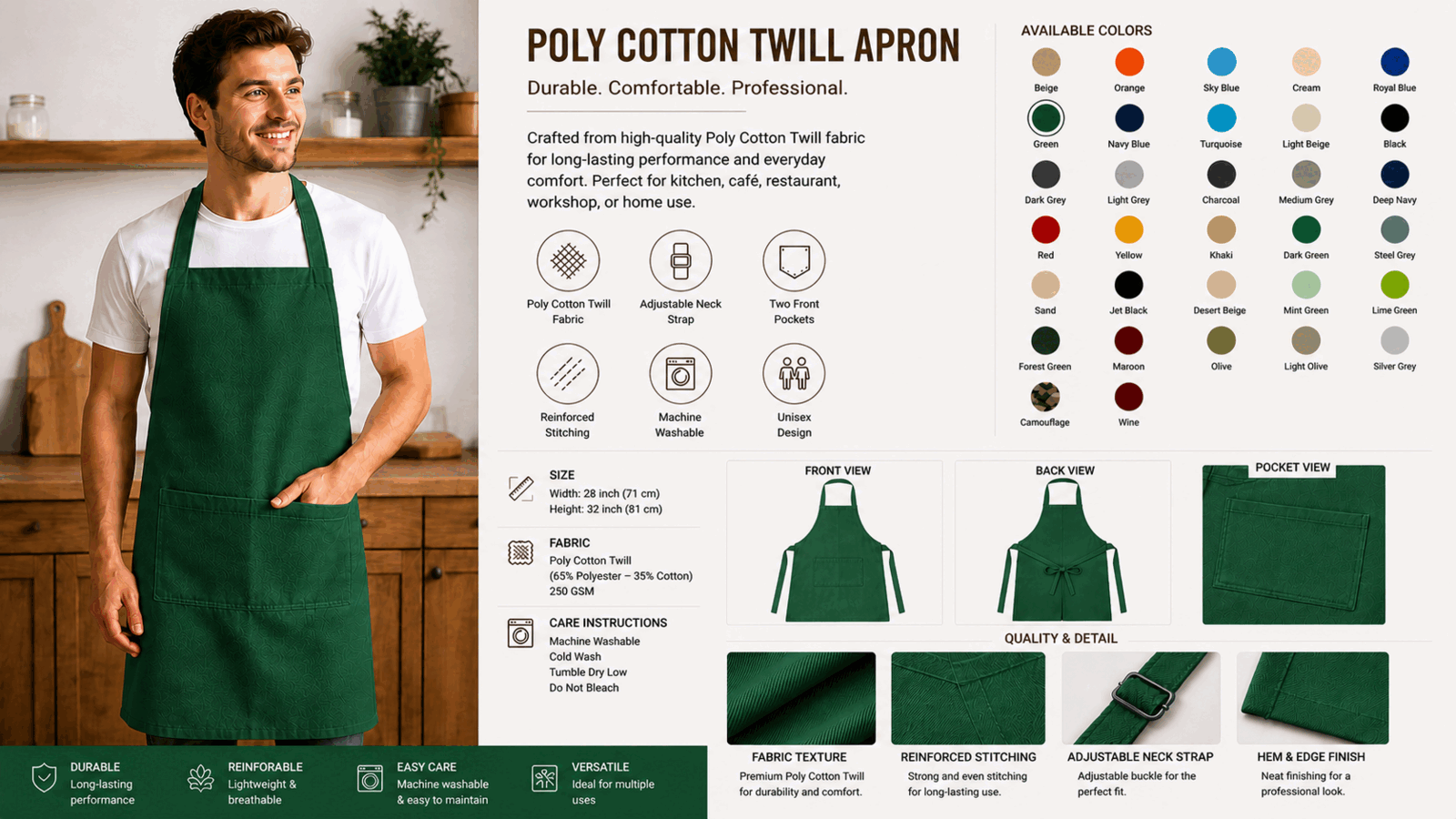Green Colour Apron