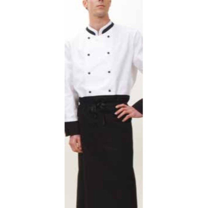 Chef Jacket Class Parallel Two Button Closure Black Piping Round Butto