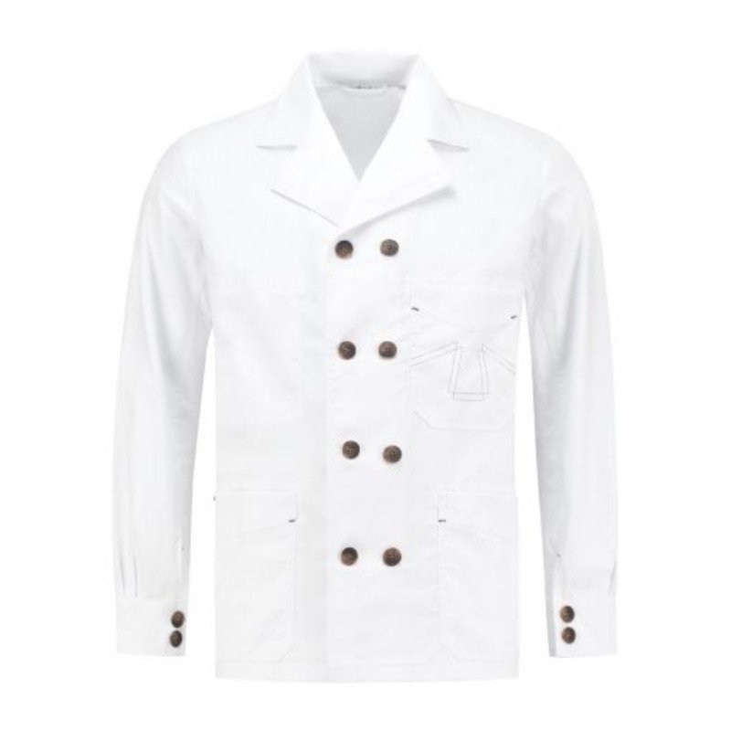 Double B Chef Jacket Classic Collar Metallic Buttons Sleeves