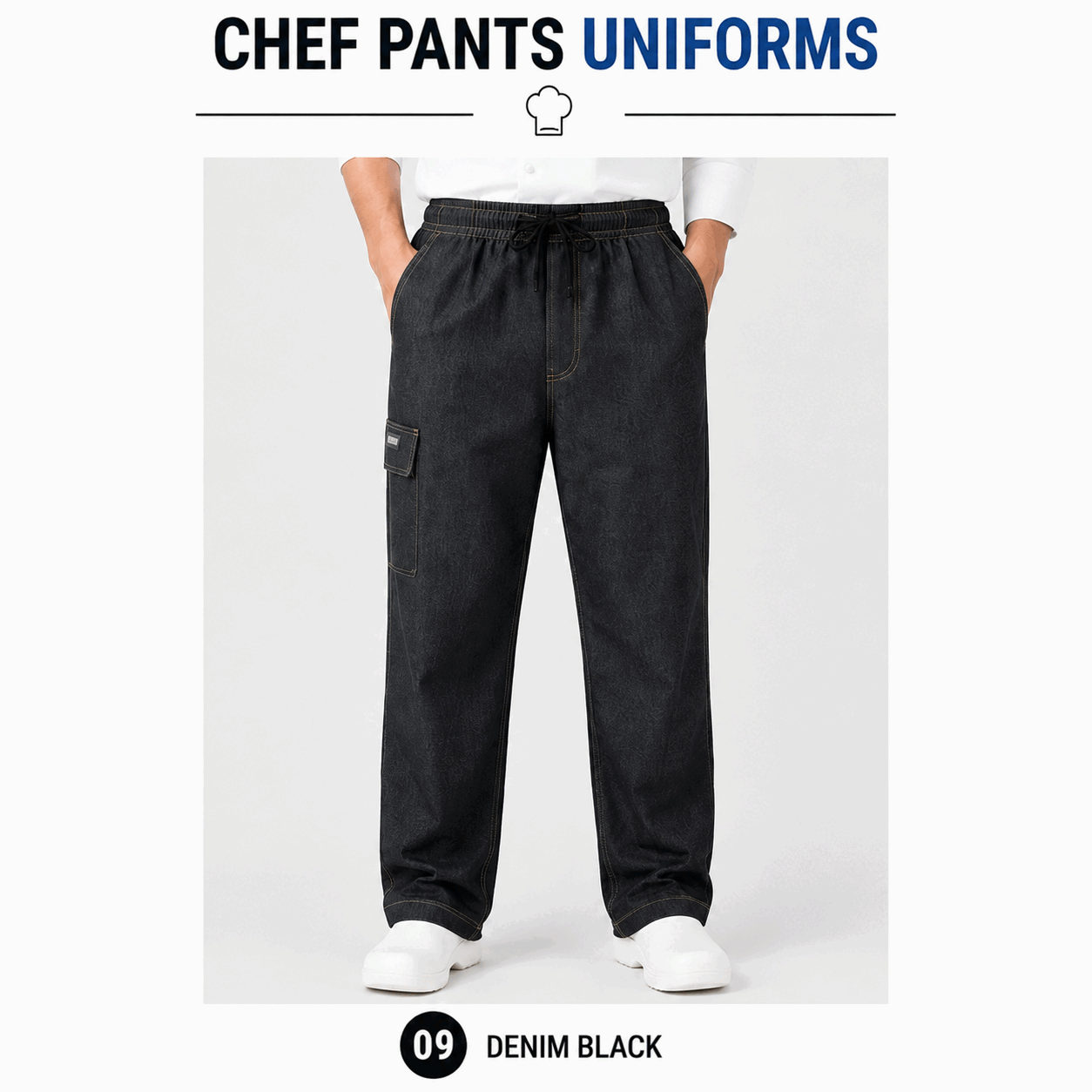 Black Denim Chef Pant