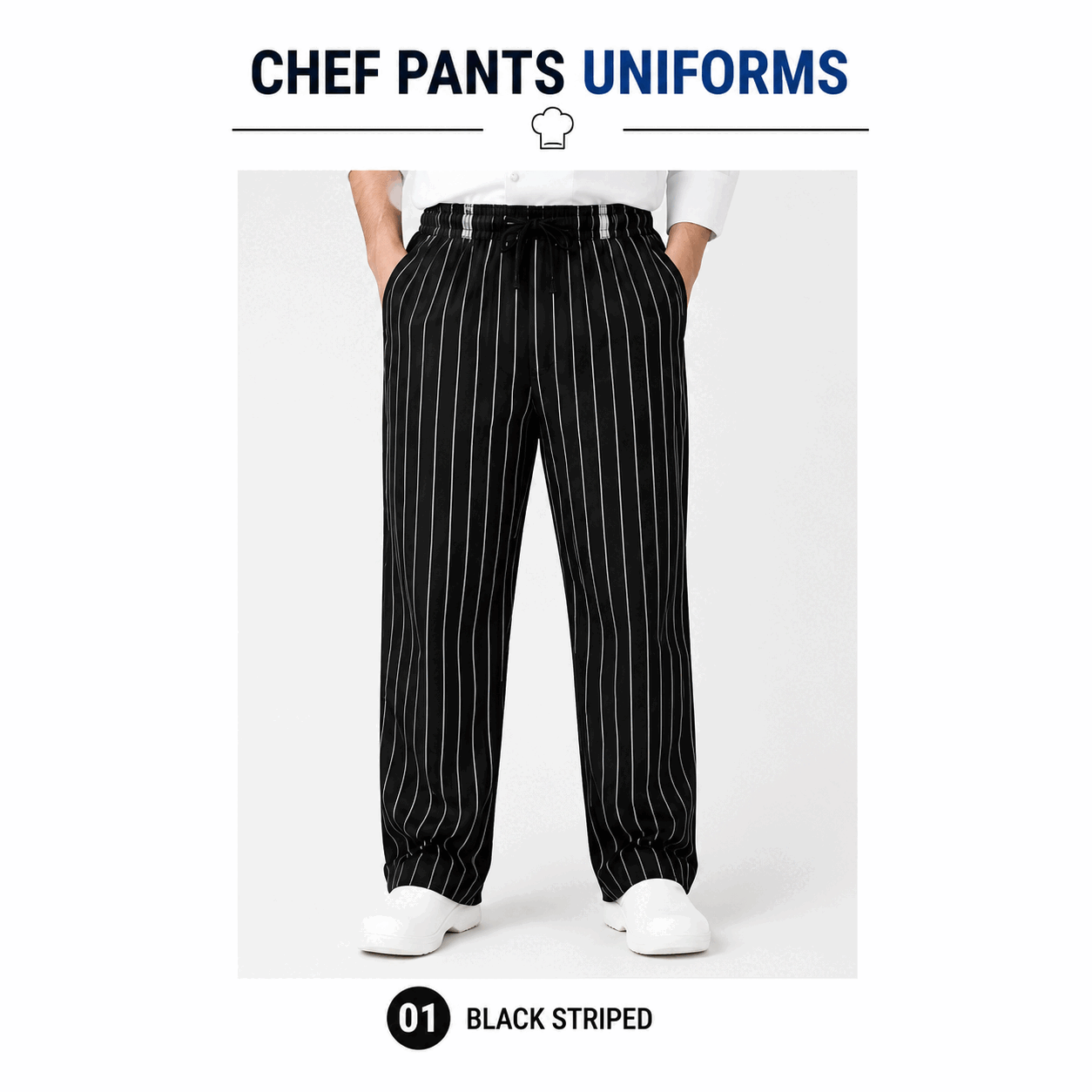 Black White Stripe Chef Pant