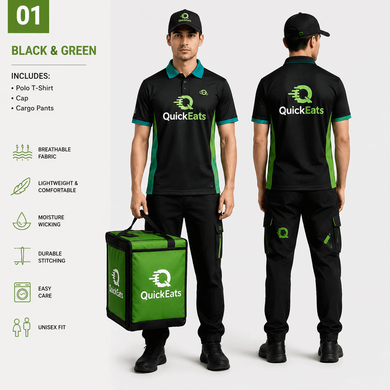 Green Teel And Black Ride Uniform