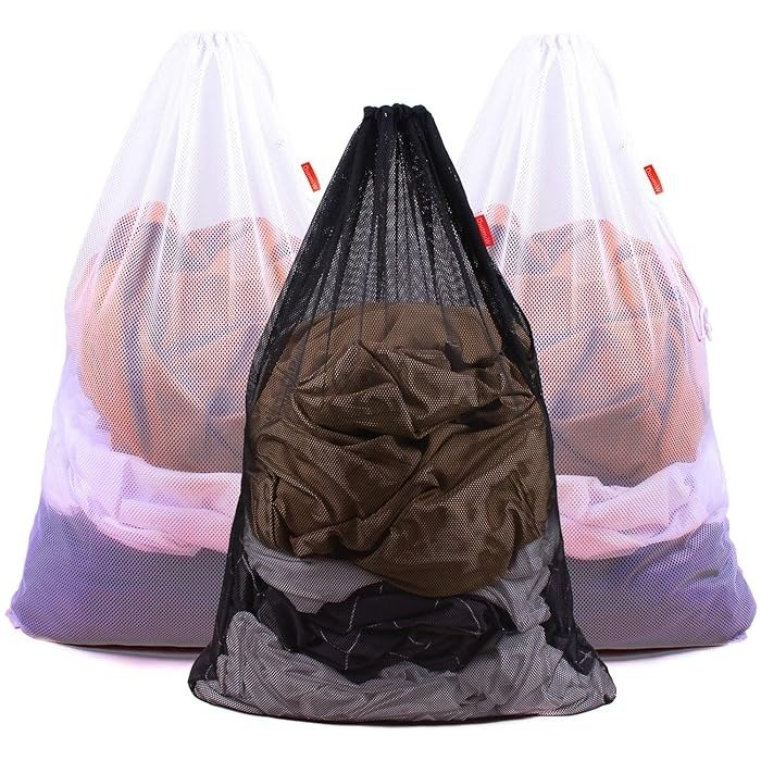 Mesh Material Black Laundry Bag White Combo