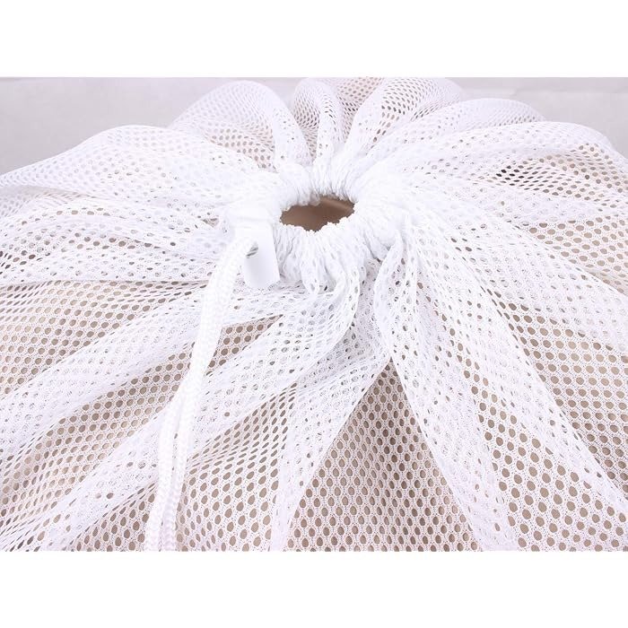 Mesh Material White Laundry Bag Draw String