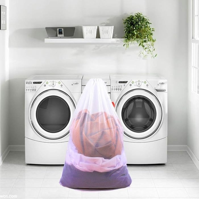 Mesh Material White Laundry Bag — Laundry Bags Design 1