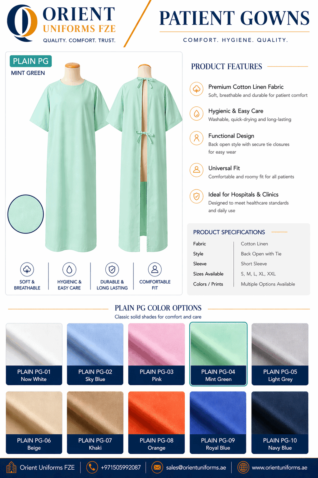 Mint Green Colour Patient Gown