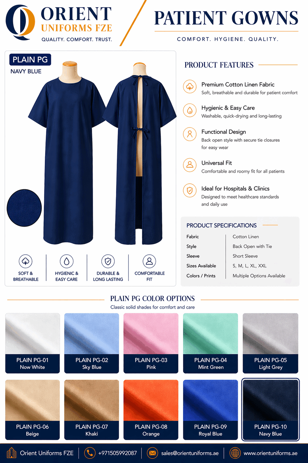 Navy Blue Colour Patient Gown