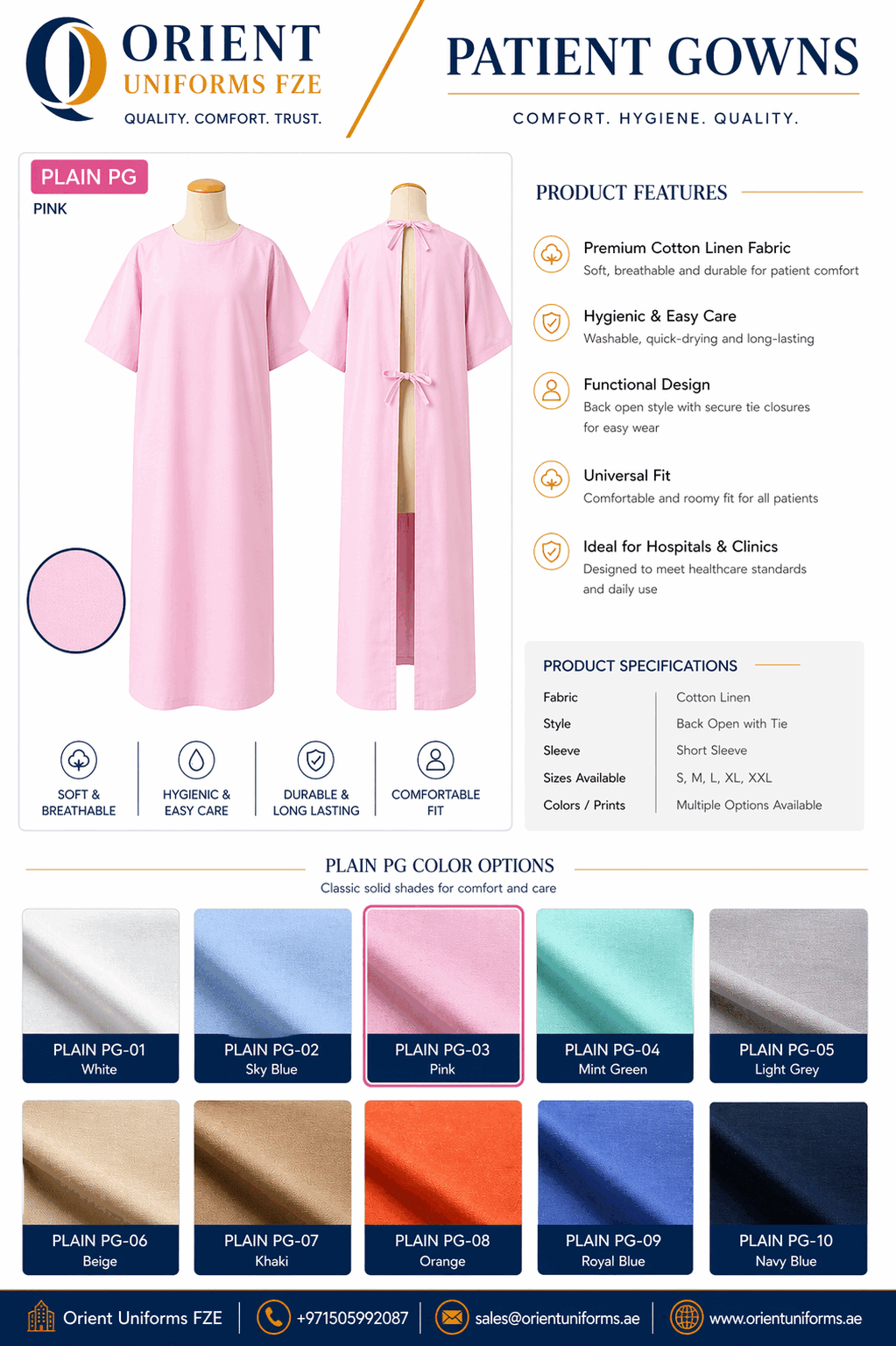 Pink Colour Patient Gown 1
