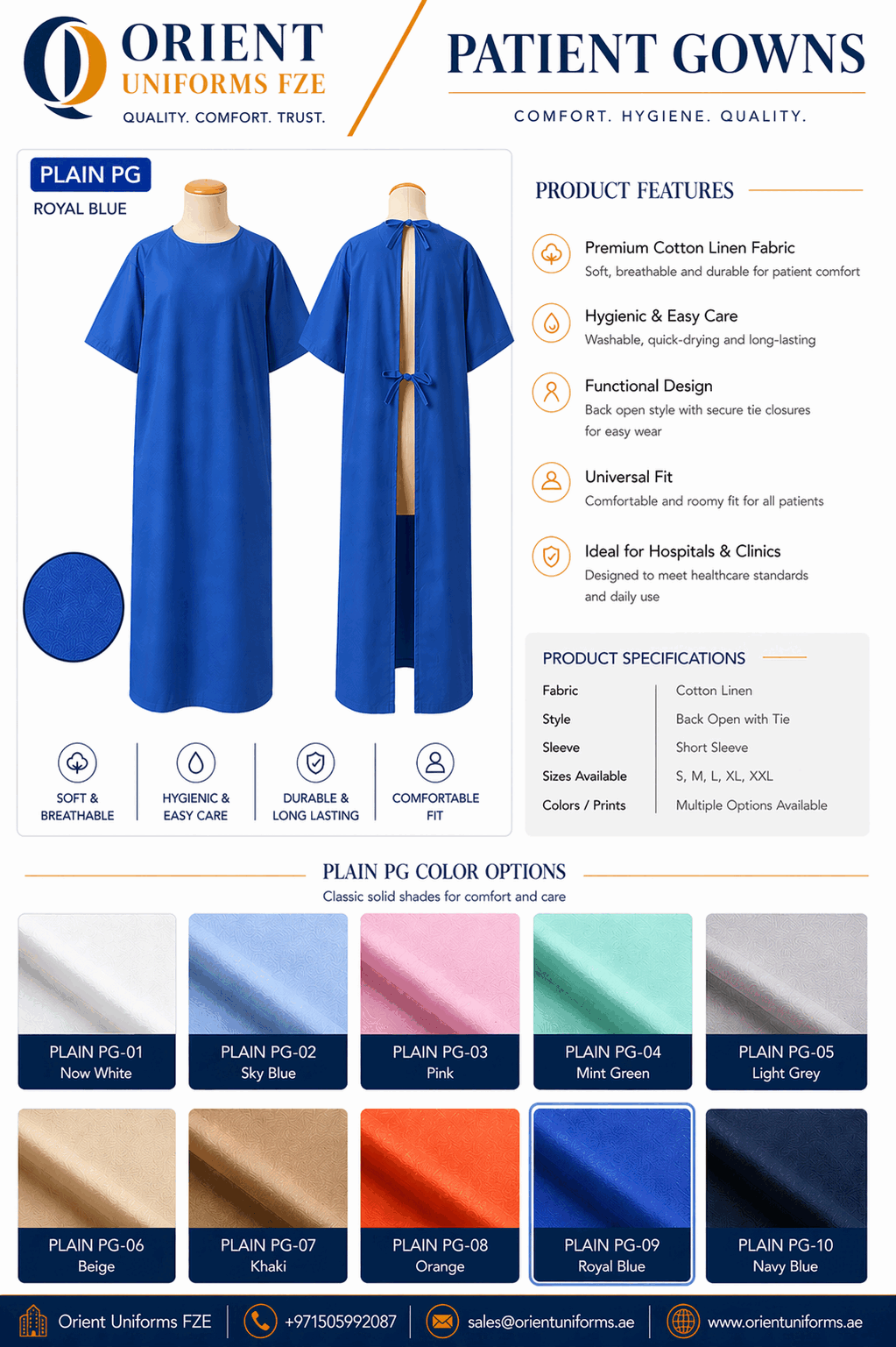 Royal Blue Colour Patient Gown
