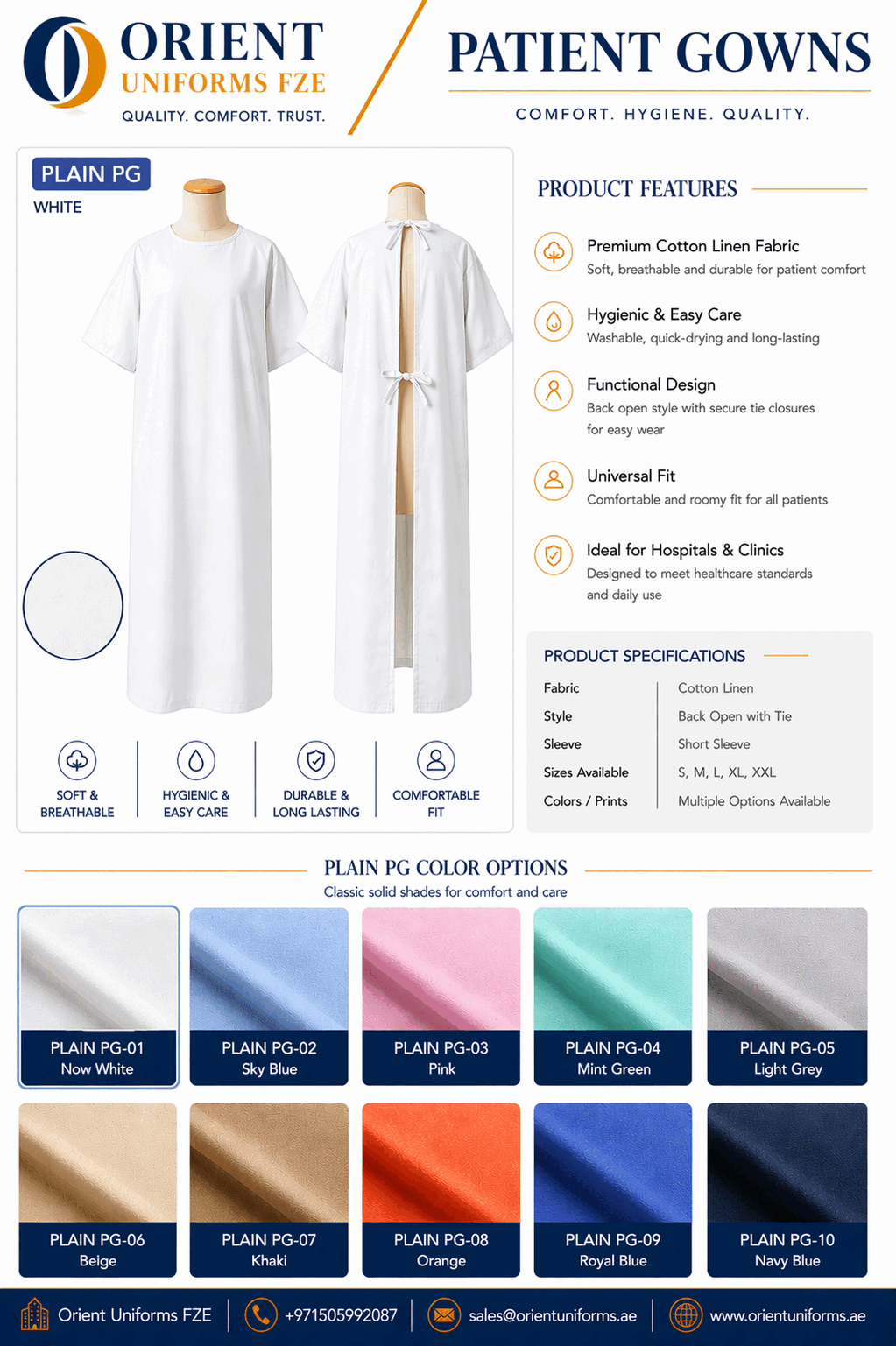 White Colour Patient Gown