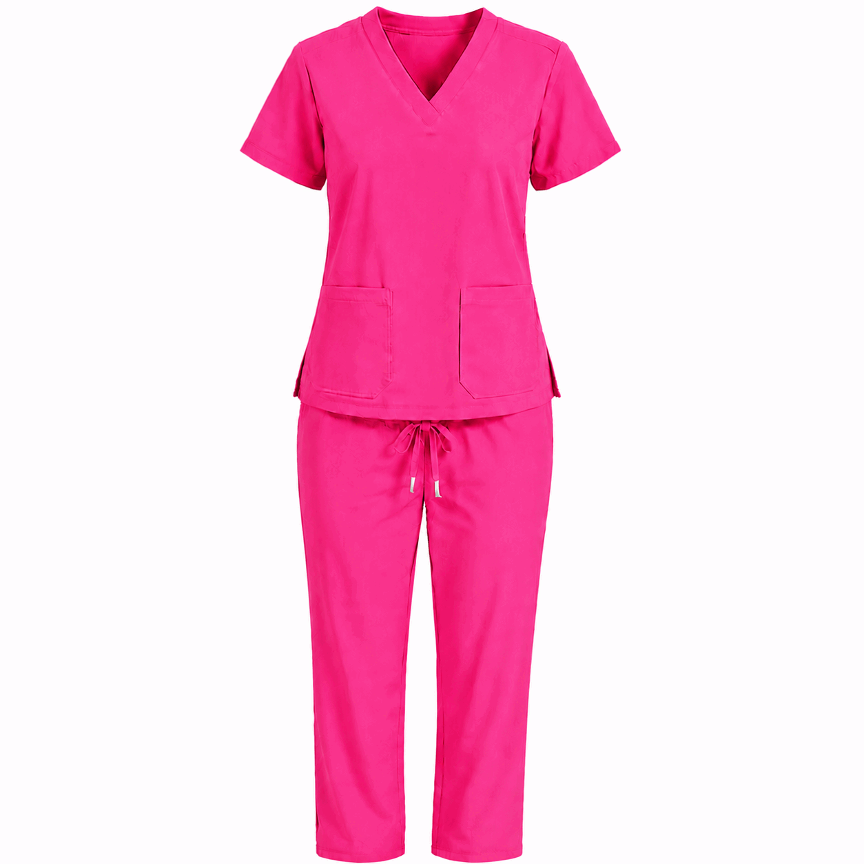 Hot Pink Colour Scrub Suit for UAE commercial textile supply