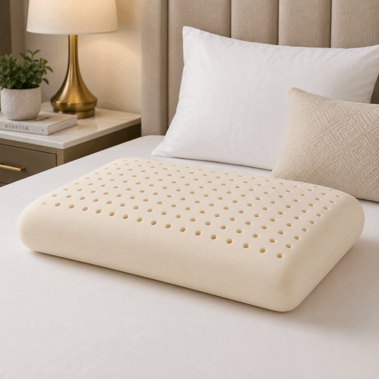 Cream Perforated Latex Pillow for UAE commercial textile supply