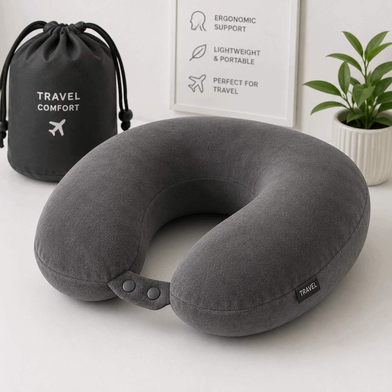 Dark Grey Travel Neck Pillow for UAE commercial textile supply