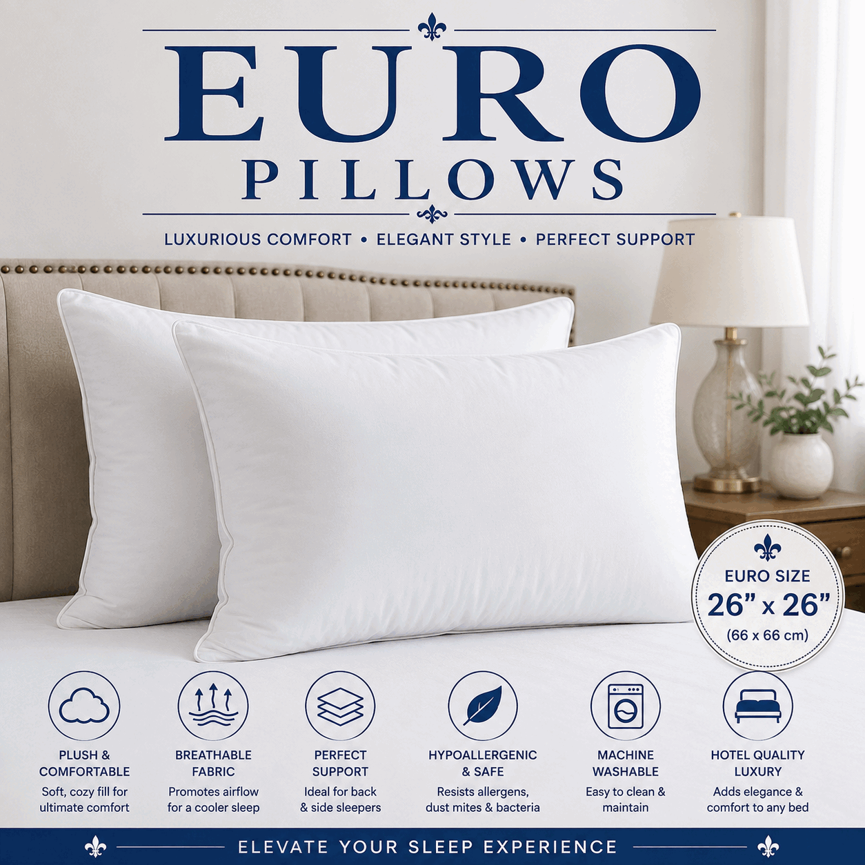 Euro Pillows for UAE commercial textile supply