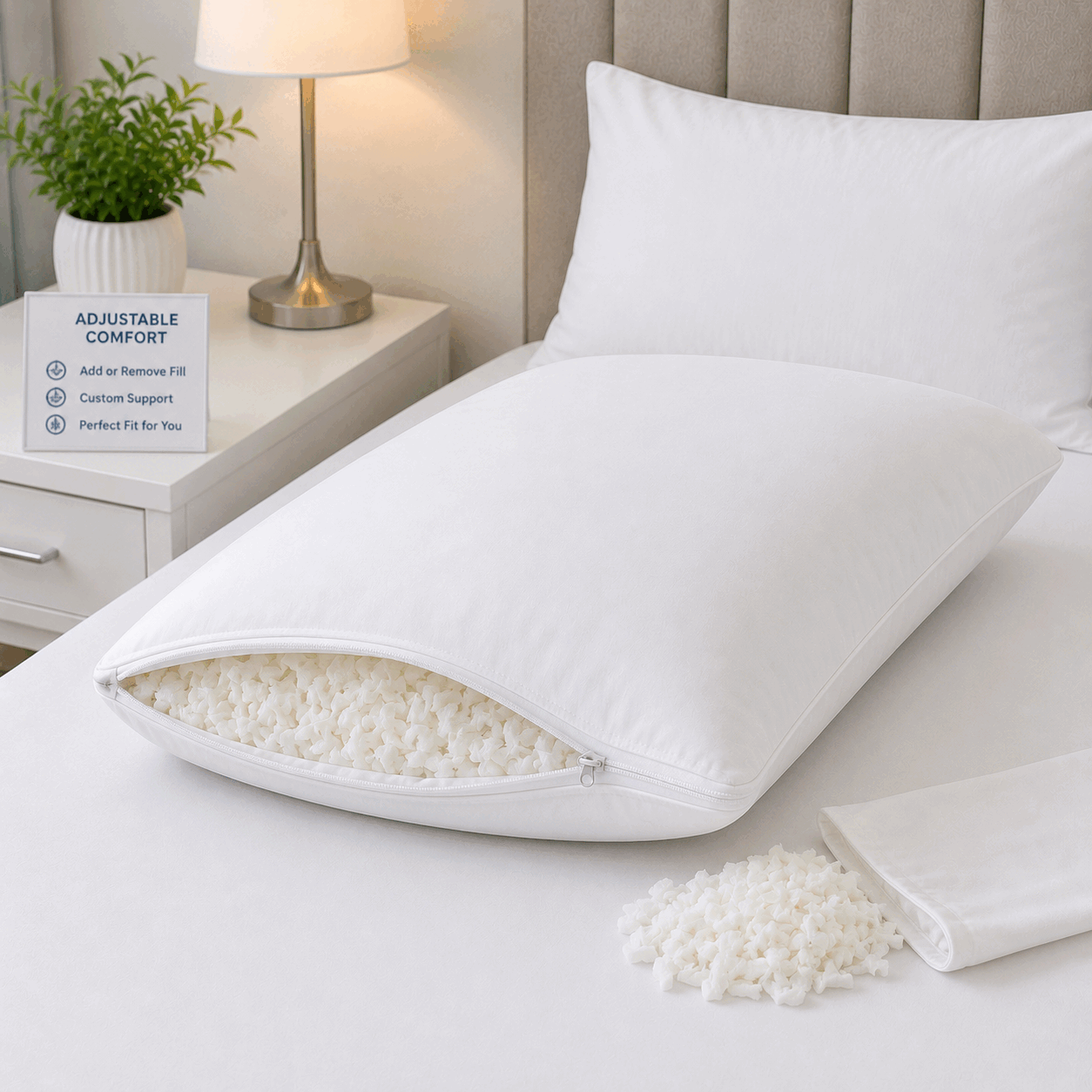 White Microfiber Filled Bed Pillow for UAE commercial textile supply