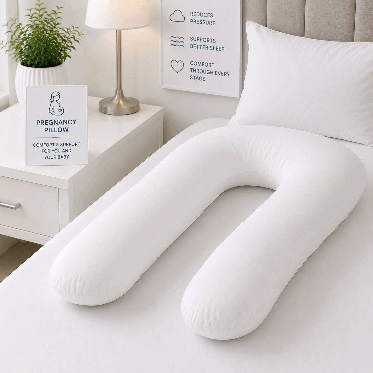 White U Shaped Pregnancy Body Pillow for UAE commercial textile supply