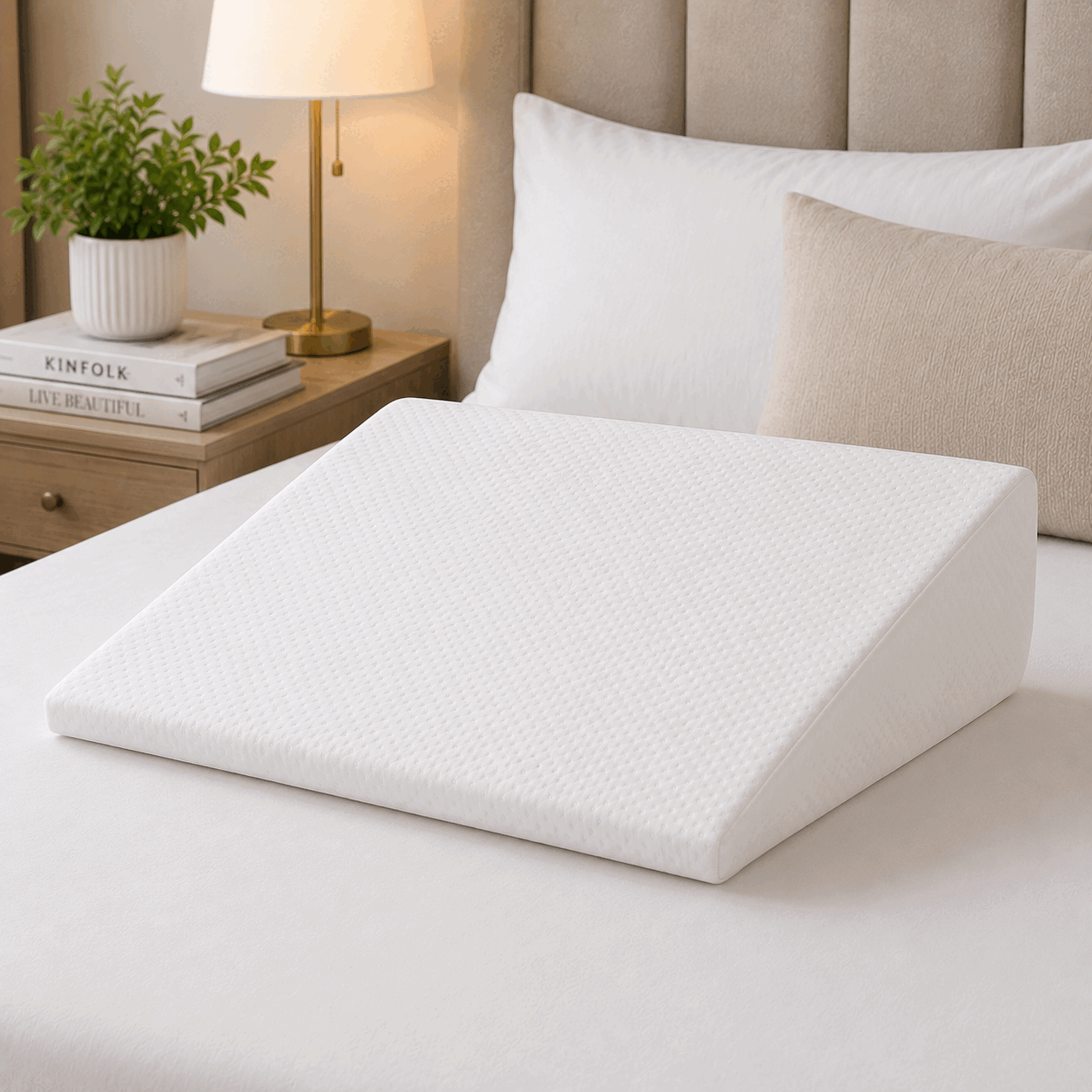 White Wedge Support Pillow for UAE commercial textile supply