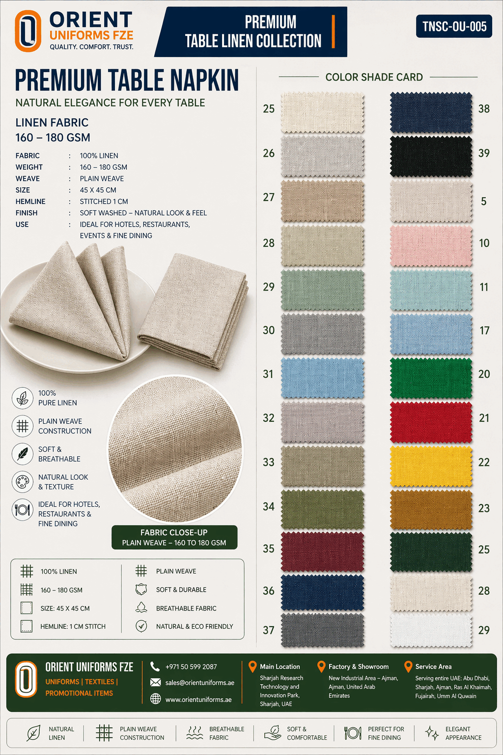 Ivory Green Table Cloth Shade Card