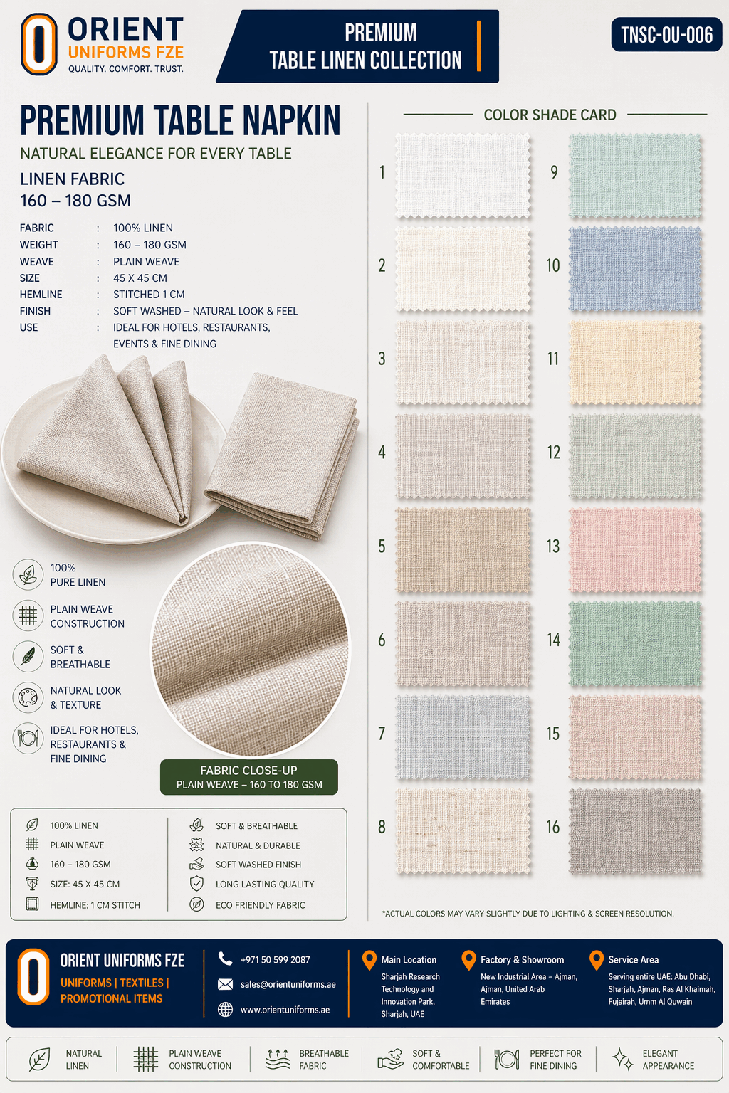 Ivory Pastel Table Cloth Shade Card