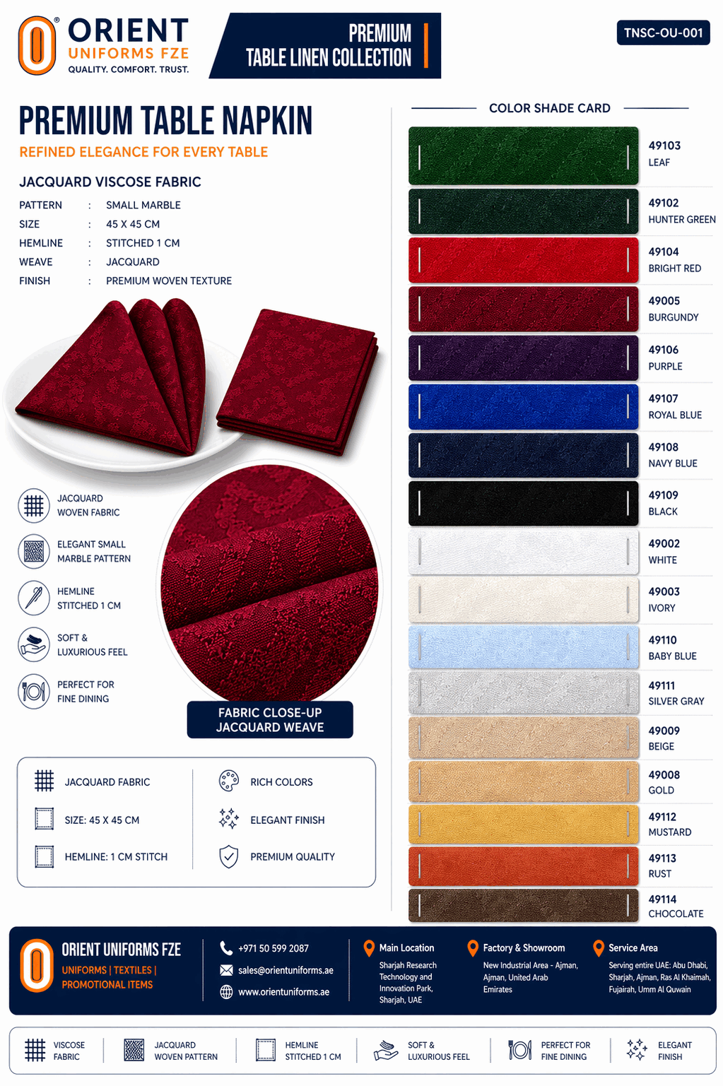Multicolor Table Cloth Shade Card