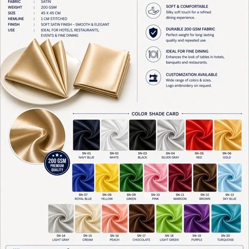 Satin Table Cloth Colour Range